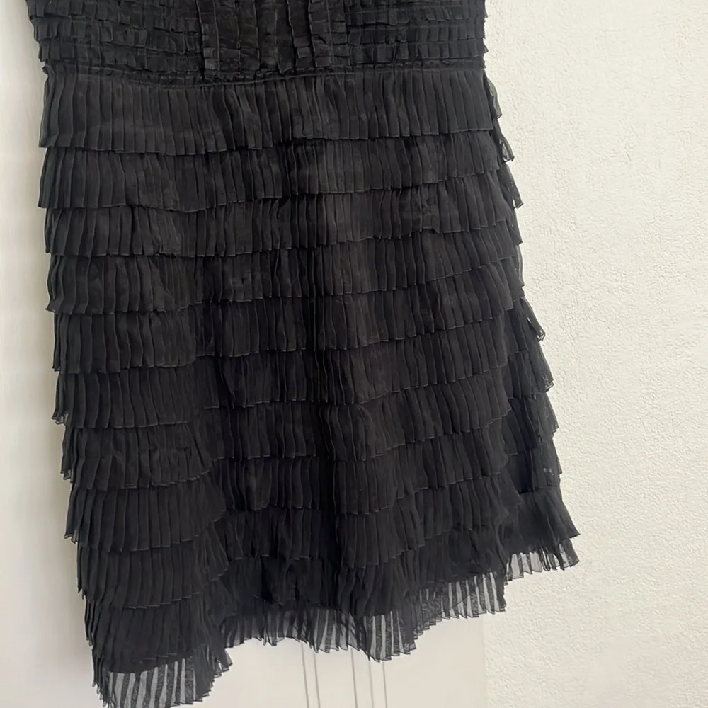 Free People ruffled mesh tiered little black dress cocktail dress womens size 2 - Picture 3 of 7